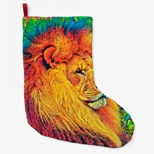 Image of AnimalColor_Lion_003_by_JAMColors Large Christmas Stocking