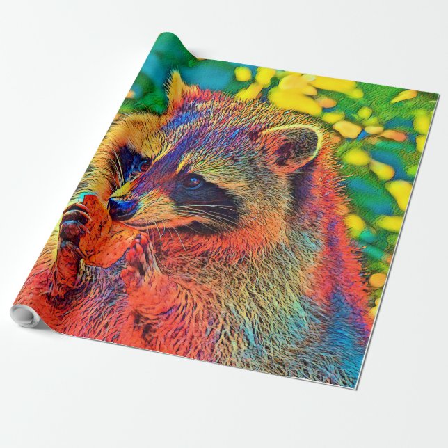 AnimalColor_Raccoon_001_by_JAMColors Wrapping Paper (Unrolled)