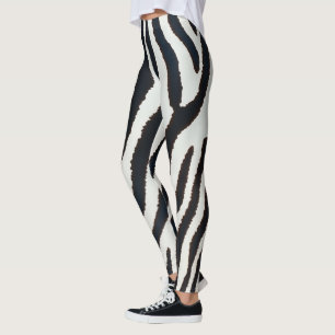 Animalier black & white zebra striped style leggings