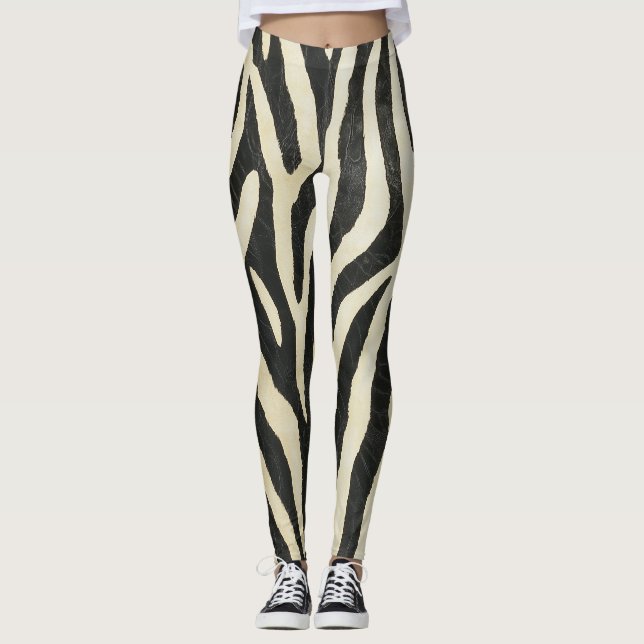 Animalier seamless texture zebra style leggings (Front)