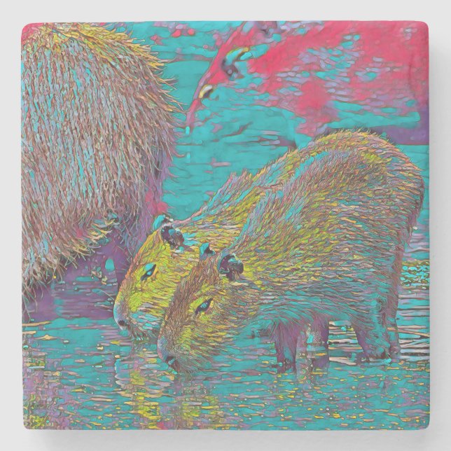 AnimalMix_Capybara_005 Stone Coaster (Front)
