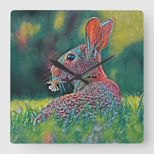 AnimalMix_Rabbit_048 Square Wall Clock