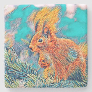 AnimalMix_Squirrel_001_by_JAMColors Stone Coaster