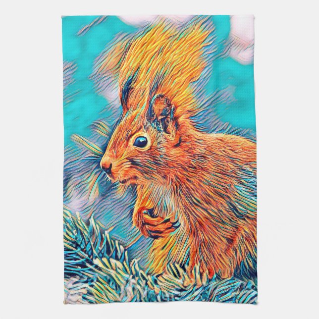 AnimalMix_Squirrel_001 Tea Towel (Vertical)