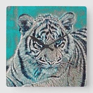 AnimalMix_Tiger_046 Square Wall Clock