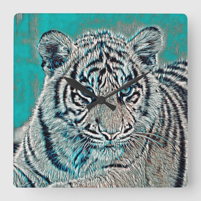 AnimalMix_Tiger_046 Square Wall Clock (Front)