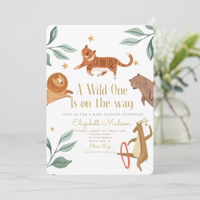 Animals A Wild one is on the Way Baby Shower Invitation (Creator Uploaded)