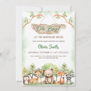 Animals Adventure Boy Baby Shower party  Invitation