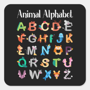 Animals Alphabet Learning ABC Animals Square Sticker
