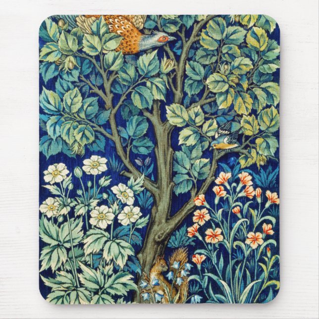 Animals and Flowers, Forest, William Morris Mouse Mat (Front)