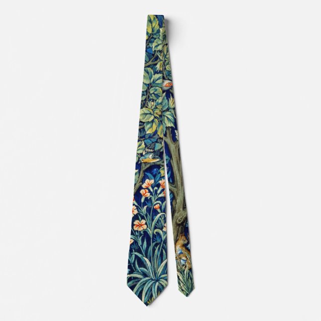 Animals and Flowers, Forest, William Morris Tie (Front)