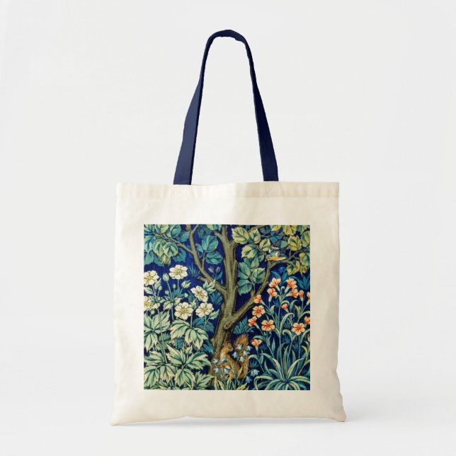 Animals and Flowers, Forest, William Morris Tote Bag (Front)