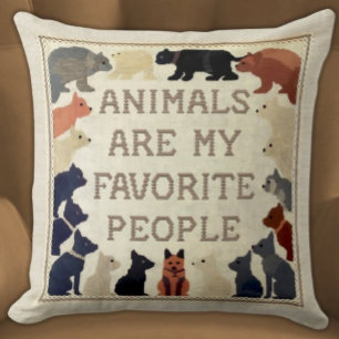 Animals Are My Favourite People - Funny Faux Stitc Cushion