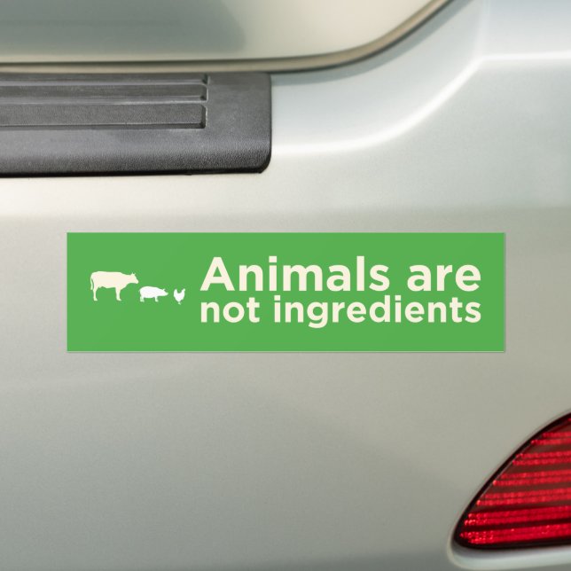 animals are not ingredients green vegan bumper sticker (On Car)