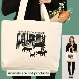 Animals are Not Products Barcode Vegan Large Tote Bag