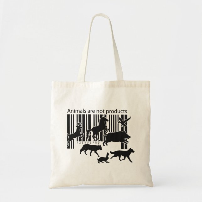 Animals are Not Products Barcode Vegan  Tote Bag (Front)
