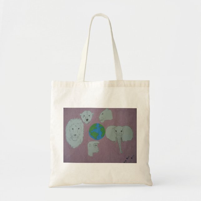 Animals around the world w/rose earth background tote bag (Front)