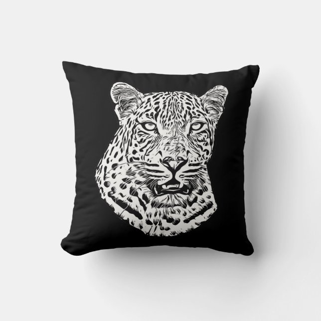 Animals Art Snow Leopard Head Jungle safari Cushion (Front)