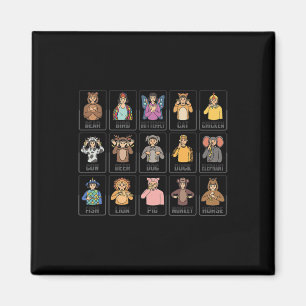 Animals ASL Hand Gesture Animals Deaf Hearing Loss Magnet