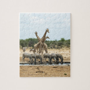 Animals at a waterhole jigsaw puzzle