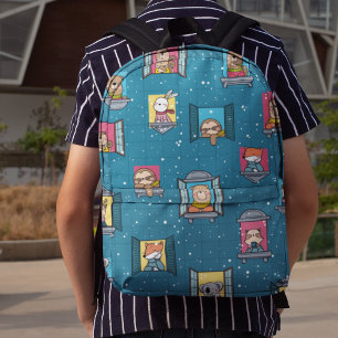 Animals At The Window Printed Backpack
