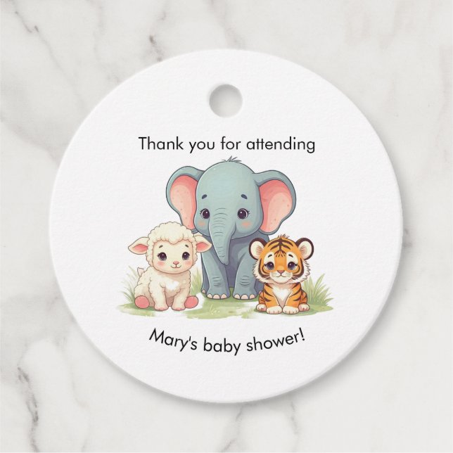 Animals Baby Shower  Favour Tags (Front)