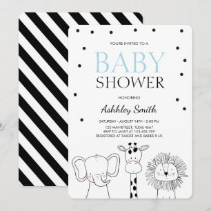 Animals Baby shower invite Zoo Safari Jungle Boy