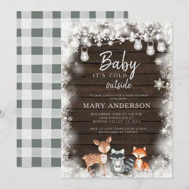Animals Baby Shower It's Cold Out Shower Invitation (Front/Back)