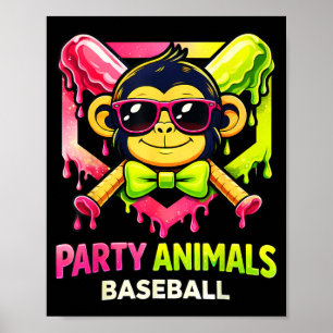Animals Baseball Funny Monkey with Sunglasses Boy Poster