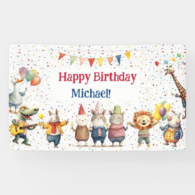 Animals Birthday Party Banner (Horizontal)