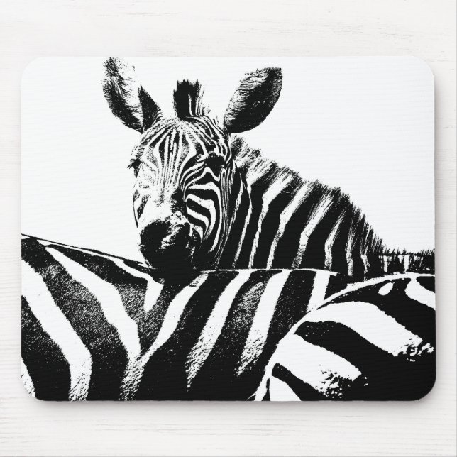 Animals Black White Pop Art Zebras Trendy Template Mouse Mat (Front)