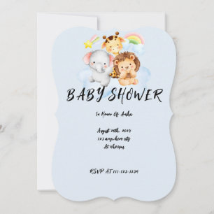 Animals boy baby shower invitation