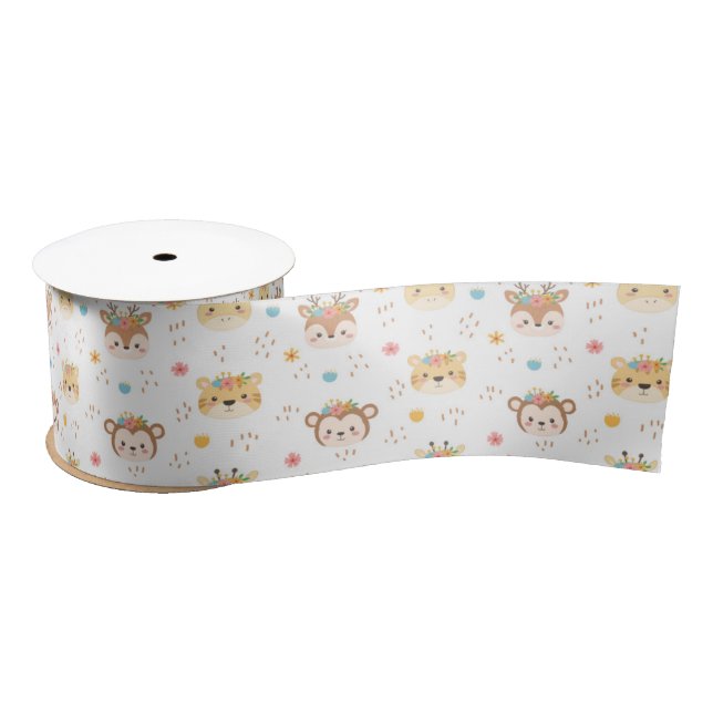 Animals Boy Girl Baby Shower Satin Ribbon (Spool)