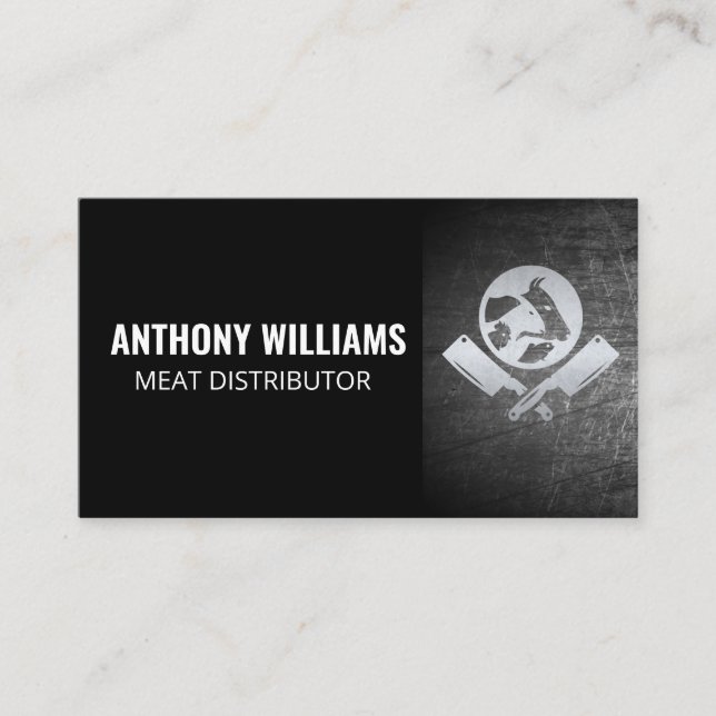 Animals Butcher Knife Chef Logo Business Card (Front)