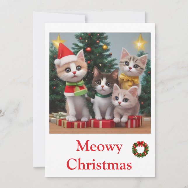 Animals cat  Merry Christmas Cards (Front)