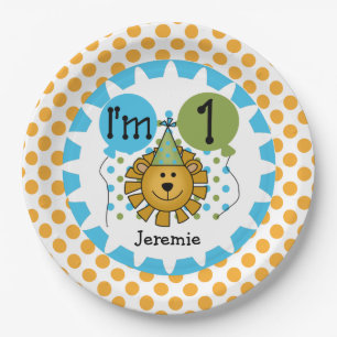 Animals Circus Lion 1st Birthday Paper Plates