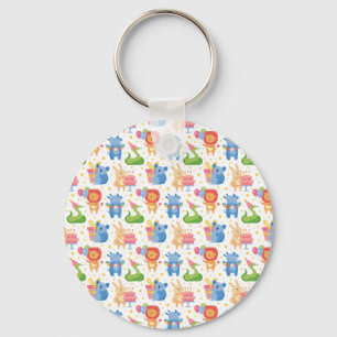 Animals Congratulate on Kids Birthday Key Ring