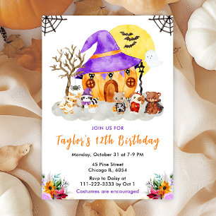 Animals Costume Halloween Birthday Party Invitation