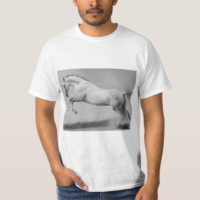 Animals Curvet Horse Template Mens Modern White T-Shirt (Front)