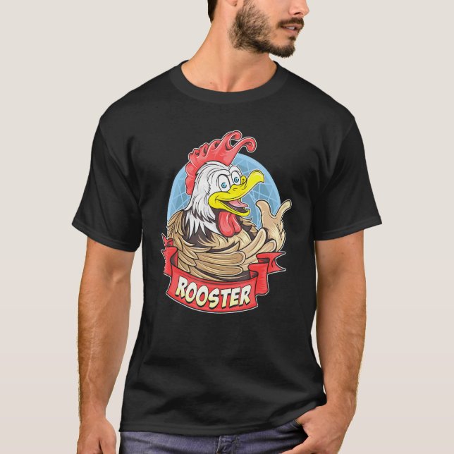 Animals - Cute Smiling Rooster Or Chicken With Fac T-Shirt (Front)