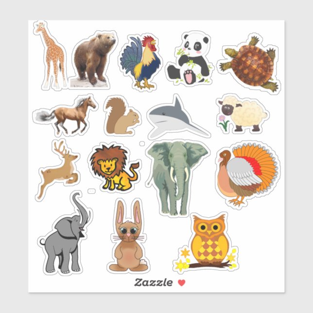 Animals Decal Sticker Set (Sheet)