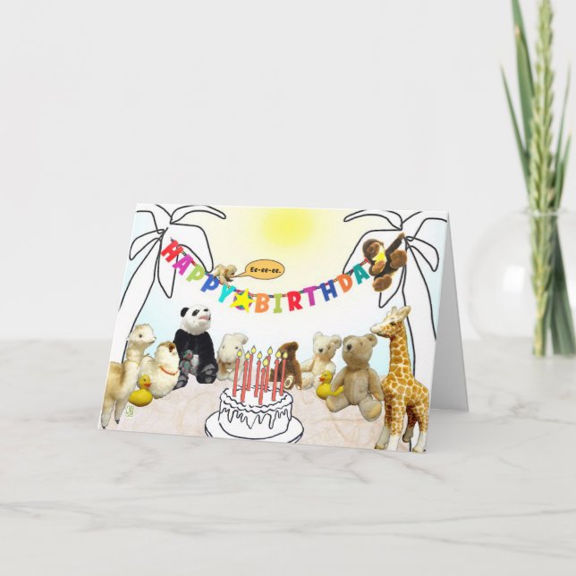 Animals Eight Candles Birthday Card (Front)