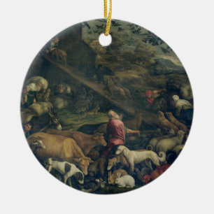 Animals Entering the Ark (oil on canvas) Ceramic Tree Decoration