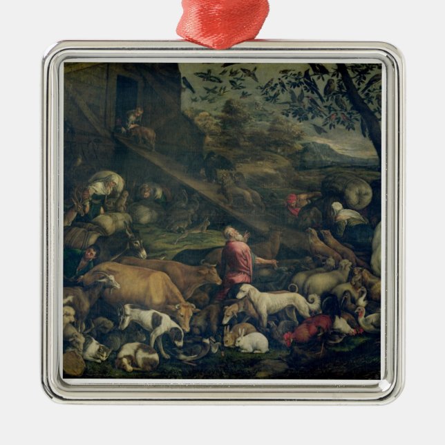 Animals Entering the Ark (oil on canvas) Metal Tree Decoration (Front)
