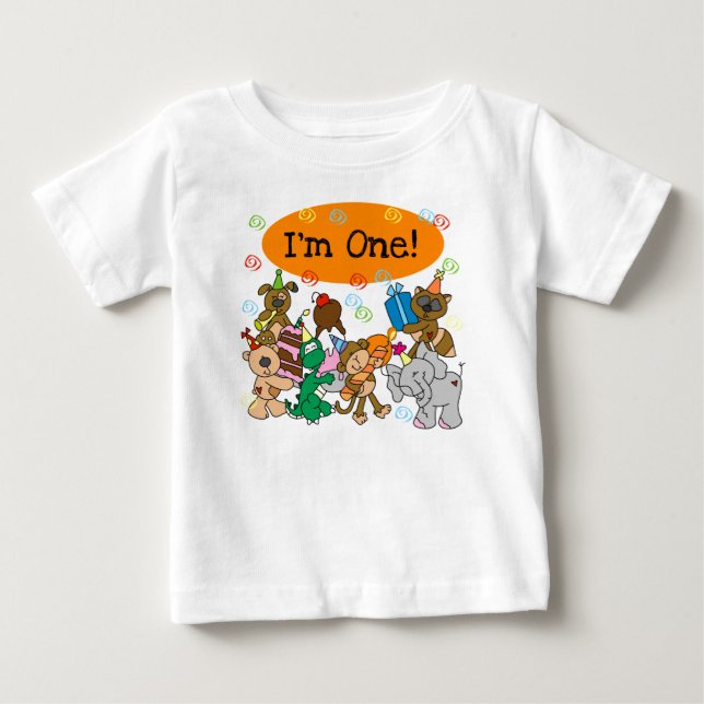 Animals First Birthday Baby T-Shirt (Front)