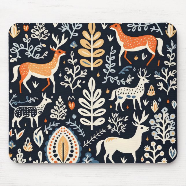 Animals Folk Pattern Mouse Mat (Front)