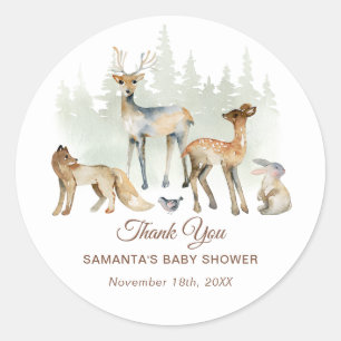 Animals Forest Woodland Baby Shower Classic Round Sticker