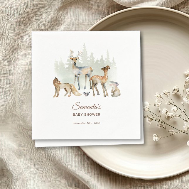 Animals Forest Woodland Baby Shower Napkin (Creator Uploaded)