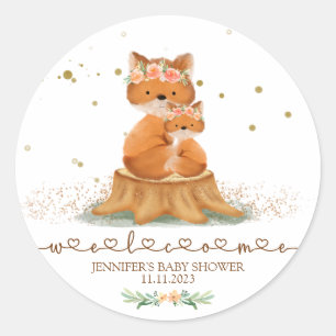 Animals Fur Fox Family Welcome Classic Round Sticker