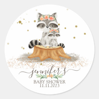 Animals Fur Racoon Family Favour Classic Round Sticker